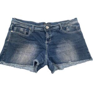 islandia cut off jean shorts blue cotton blend distressed pockets zip 13 READ
